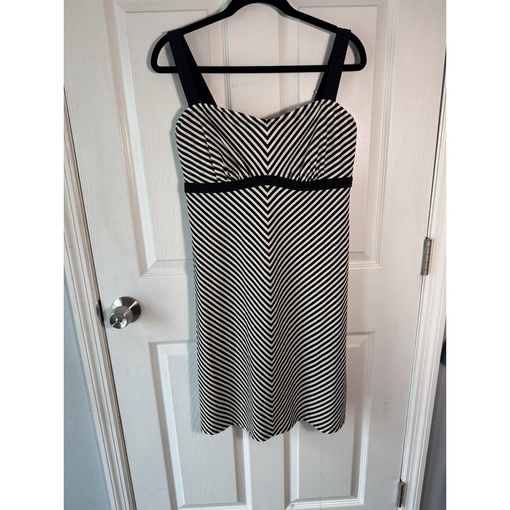 Athleta Black and White Striped One Piece Swimdress